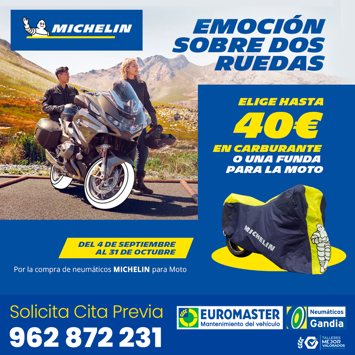 Elige hasta 40€ en carburante o una funda de moto